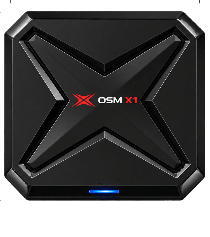 OSM X1 seen from the front, 106mm square