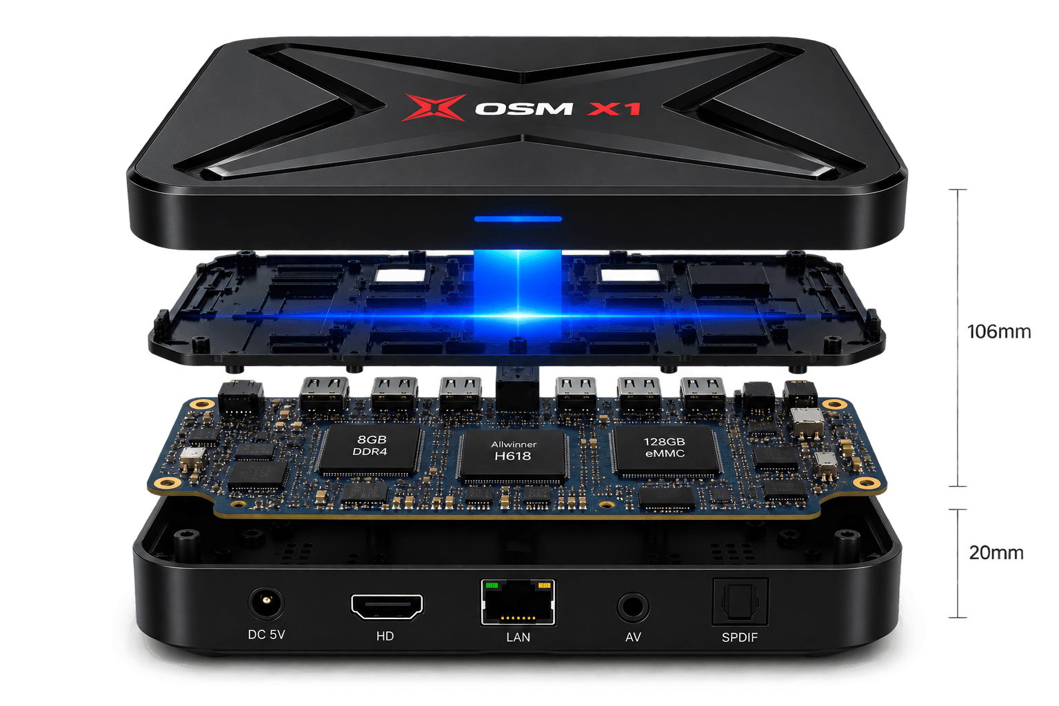 OSM X1 exploded view showing the internal components